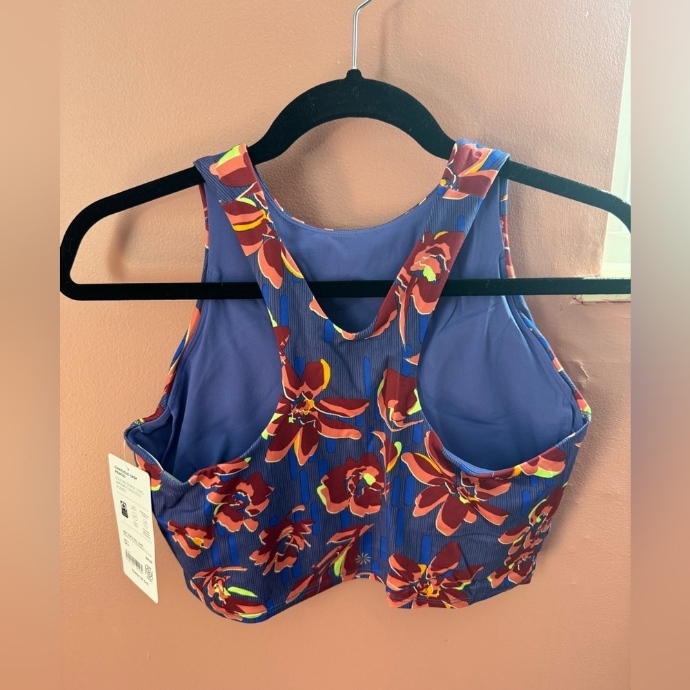 NWT Athleta 531128 Conscious Crop Printed D-DD Top Solarize Chrome Blue - Picture 3 of 4